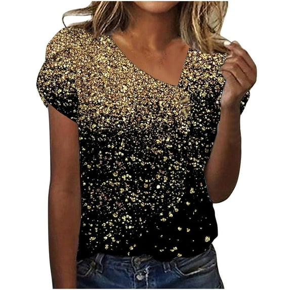 gbyLJF Summer Tunics for Women Women Tshirts Loose Fit Funny T Shirts for Women V Neck Womens T Shirts Multicolor S