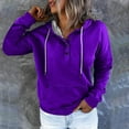 thumbnail image 1 of gbyLJF Sweatshirt for Women Fall Casual Snap Button Drawstring Hoodies Pullover Long Sleeve Tops Lightweight Pocket A01_Purple XL, 1 of 5