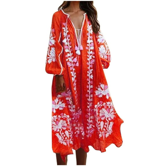 gbyLJF Tight Dress for Women Wrap Cocktail Dress Loose Dress for Women Vintage Dress Women Red M
