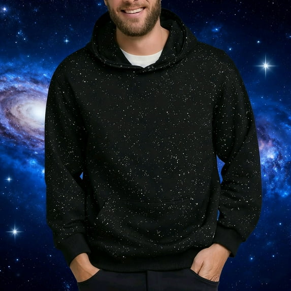 gbyLJF Unisex Solid Color Hooded Pullover Sequined Round Neck Long Sleeve Sweatshirt Cotton Hoodie for Men and Women