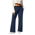 thumbnail image 1 of gbyLJF Wide Leg Yoga Pants for Women Breathable Elastic Waisted Workout Pants Lightweight Casual Sweatpants with Pockets, 1 of 9