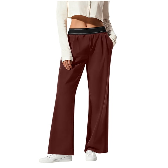 gbyLJF Wide Leg Yoga Pants for Women Breathable Elastic Waisted Workout Pants Lightweight Casual Sweatpants with Pockets