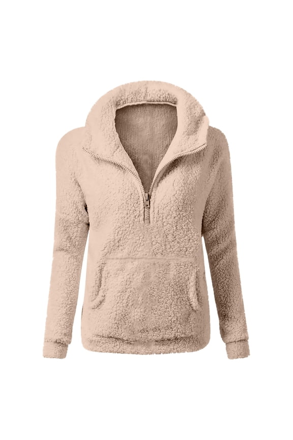 Winter Coats Womens Oversized Jacket Faux Fur Coat Hood Zipper Outwear Fuzzy Fleece Warm Shacket Shaggy A02_Khaki S