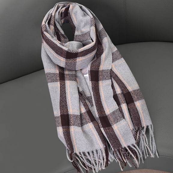 gbyLJF Winter Knitted Scarf for Women Plaid Scarves Warm Soft Daily Shawls and Wraps Long Blanket Scarf Long woolen Scarves Gift Scarf for Women