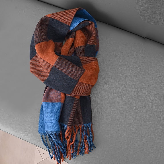 gbyLJF Winter Knitted Scarf for Women Plaid Scarves Warm Soft Daily Shawls and Wraps Long Blanket Scarf