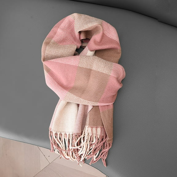 gbyLJF Winter Knitted Scarf for Women Plaid Scarves Warm Soft Daily Shawls and Wraps Long Blanket Scarf