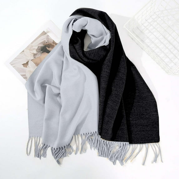 gbyLJF Winter Scarf for Women Two-color Scarves Warm Soft Daily Shawls and Wraps Long Blanket Scarf Gift Scarf for Women