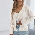thumbnail image 1 of gbyLJF Women Crochet Cardigan Lightweight Open Front Hollow Out Long Sleeves Tops Spring Knit Casual Cardigans, 1 of 8
