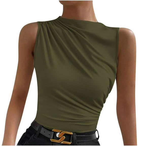 gbyLJF Women One Shoulder Sleeveless Crop Top Tank Tops Summer Sleeveless Tops for Women Tank Top Blouse