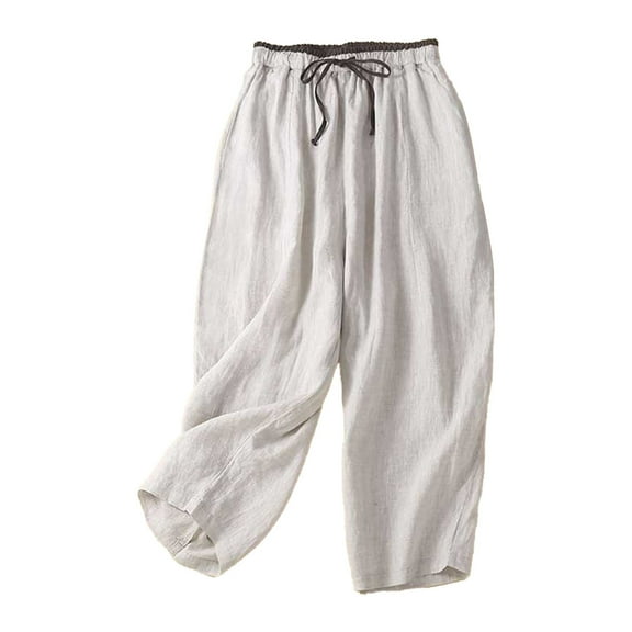 gbyLJF Women Plaid Pants Summer Casual Drawstring High Waist Straight Leg Trousers Y2K Gingham Casual Pants A03_Beige XXL