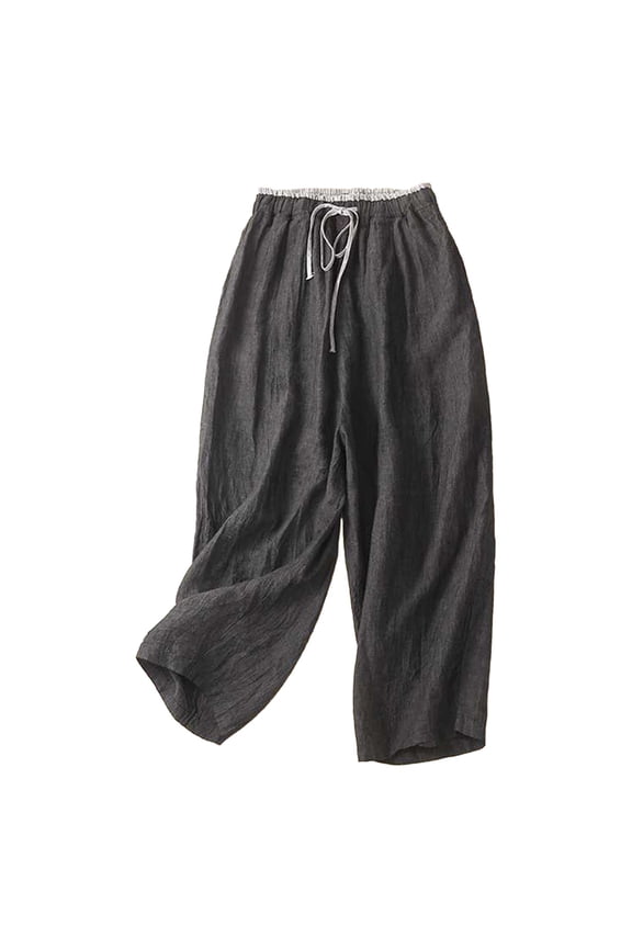 Women Plaid Pants Summer Casual Drawstring High Waist Straight Leg Trousers Y2K Gingham Casual Pants A03_Black L