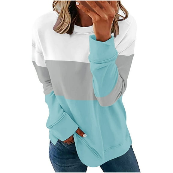 gbyLJF Women Plus Size Sweatshirts Long Sleeve Crew Neck Casual Oversized Pullover Comfy Loose Tunic Tops Shirts A01_Light Blue XXL