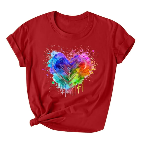 gbyLJF Women Shirts Dressy Casual Woman Clothes Trendy Short Sleeve Blouses for Women Shirts for Women Red M