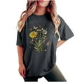 thumbnail image 1 of gbyLJF Women Short Sleeve Tops 2024 Summer Plus Size Printed Drop Shoulder Tee Loose Cotton Crew Neck T Shirts Dark Gray XXL, 1 of 7