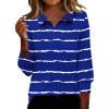 thumbnail image 1 of gbyLJF Women's 3/4 Length Sleeve T-shirts Striped Printed V-Neck Collared Tops Summer Trendy Casual Shirts 2026, 1 of 5