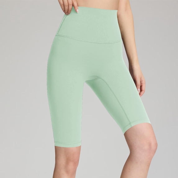 gbyLJF Women's Biker Shorts Solid Color High Waist Running Yoga Capris Leggings Summer Gym Workout Cropped Pants