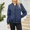 thumbnail image 1 of gbyLJF Women's Bomber Lightweight Jackets Full Zip Up with Pockets Casual Fall Jacket Windbreaker with Pockets, 1 of 7