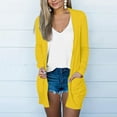 thumbnail image 1 of gbyLJF Women's Cardigan Fall Open Front Lightweight Cardigan Long Sleeve Cotton Outerwear with Pockets A03_Yellow XL, 1 of 5