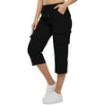 thumbnail image 1 of gbyLJF Women's Cargo Capris Hiking Pants Summer Casual Shorts Drawstring High Waisted Sweatpants Loose Capri Pants Black L, 1 of 5