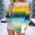 thumbnail image 1 of gbyLJF Women's Casual Pocket Hoodie Multi-color Printed Round Neck Long Sleeve Sweatshirt Regular Fit Drawstring Hooded Pullover Tops, 1 of 6