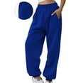 thumbnail image 1 of gbyLJF Women's Casual Sweatpants Solid Color Elastic Waist Trousers Loose Fit Running Fitness Pants with Pockets, 1 of 5