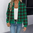 thumbnail image 1 of gbyLJF Women's Checkered Printed Cardigan Full Zip Long Sleeve Jacket Fall Winter Casual Fashion Round Neck Coat with Pocket, 1 of 5