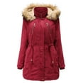 thumbnail image 1 of gbyLJF Women's Corduroy Hooded Jacket Solid Color Fleece Zipper Coat Mid-length Long Sleeve Warm Jacket with Zipper Pockets, 1 of 4