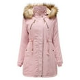 thumbnail image 1 of gbyLJF Women's Corduroy Hooded Jacket Solid Color Fleece Zipper Coat Mid-length Long Sleeve Warm Jacket with Zipper Pockets, 1 of 4