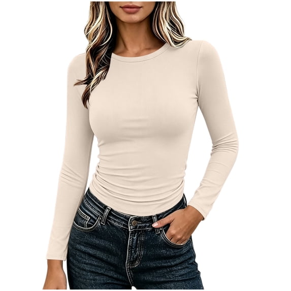 gbyLJF Women's Crewneck Base Layer Tops Basic Lightweight Fall Winter Comfy Underwear Slim Fit Going Out Tees