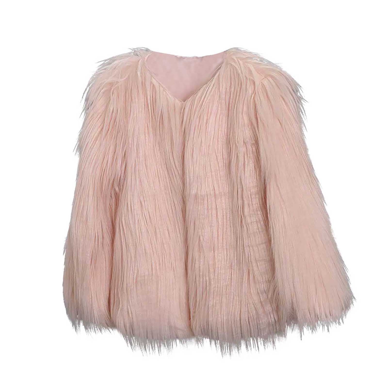 gbyLJF Women's Cropped Faux Fur Jacket Coat Parka Shaggy Fur