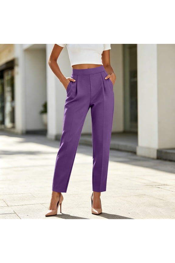Women's Dress Pants Stretchy Slim Fit Straight Leg Ankle Pant Casual Work Business Slacks Pants with Pockets