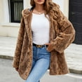 thumbnail image 1 of gbyLJF Women's Faux Fur Jackets Fuzzy Hooded Autumn Winter Coats Long Sleeve Loose Fur Coat Cardigan with Pockets, 1 of 8