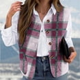 thumbnail image 1 of gbyLJF Women's Flannel Sleeveless Top Lightweight Button Down Sleeveless Jacket Fall and Winter Daily Loose Printed Cardigan with Pocket, 1 of 5