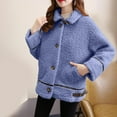 thumbnail image 1 of gbyLJF Women's Fleece Jacket Solid Color Button Down Laple Plush Coat Winter Thickened Warm Outwear Jacket with Pockets, 1 of 6