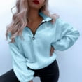 thumbnail image 1 of gbyLJF Women's Fuzzy Half Zip Pullover Fall Long Sleeve Sweatshirt Quarter Zip Warm Cozy Sweater Teen Girls Y2K Clothes Blue M, 1 of 6