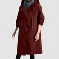 thumbnail image 1 of gbyLJF Women's Hooded Coat Mid-length Solid Color Long Sleeve Loose Jackets Single-breasted Waterproof and Windproof Jacket, 1 of 6