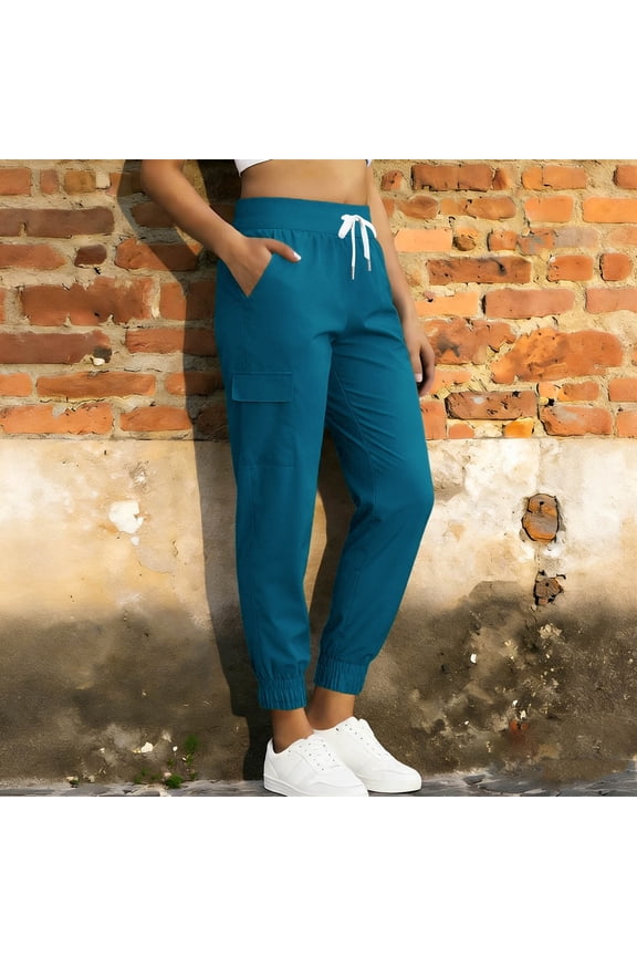 Women's Joggers Solid Color Athletic Travel Running Hiking Long Pants with Pockets Lightweight Trousers