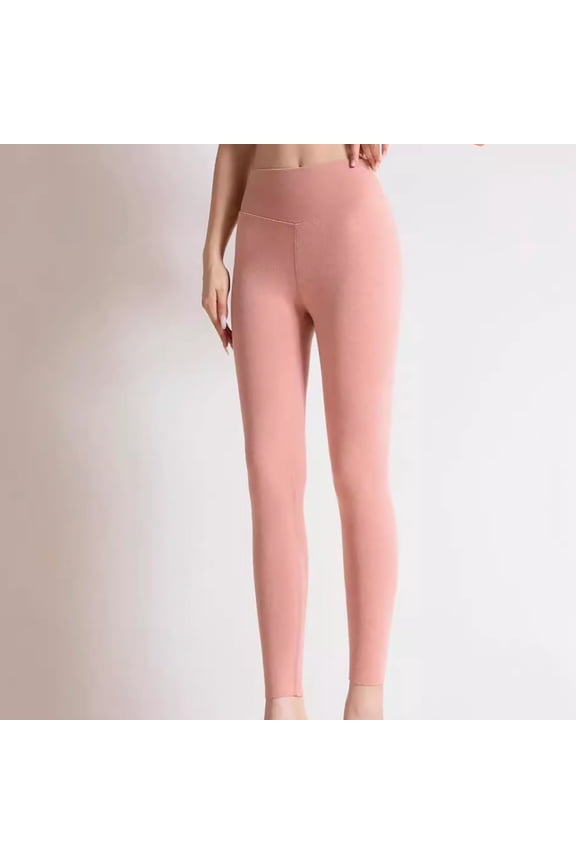 Women's Leggings High Waisted Seamless Tight Fit Trousers Solid Color Stretch Warm Leggings Fitness Yoga Pants