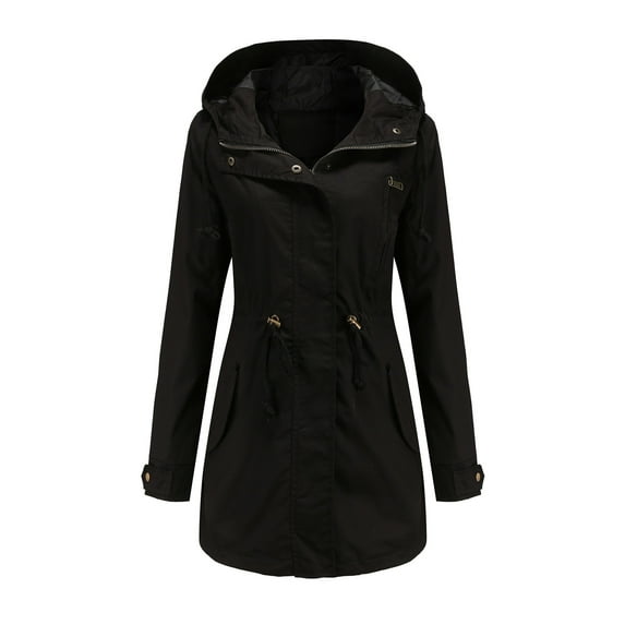 gbyLJF Women's Lightweight Jackets Fall Winter Outdoor Hiking Anorak Drawstring Waist Hoodie Zip Up Casual Coat with Pockets