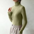 thumbnail image 1 of gbyLJF Women's Long Sleeve Shirts Base Layer Slim Fit Thermal Underwear Tops Solid Color High-necked Top, 1 of 5