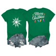 thumbnail image 1 of gbyLJF Women's Merry Christmas T Shirt Snowflake and Lights Double Sided Graphic Tops Ugly Short Sleeve Tee for Party Holiday, 1 of 5