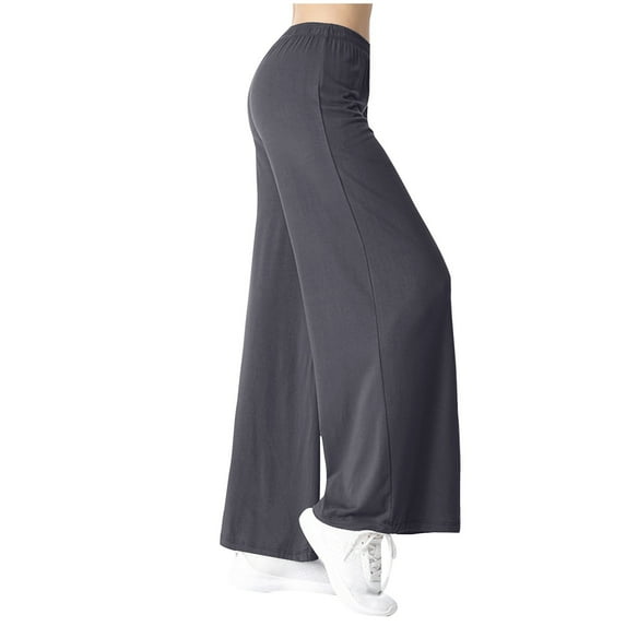 gbyLJF Women's Modal Yoga Pants Lightweight Thin Section Casual Pants Baggy Breathable Elastic Waist Palazzo Pants Dark Gray L