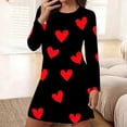 thumbnail image 1 of gbyLJF Women's Nightgown Round Neck Sleep Shirt Long Sleeve Pajama Dress Heart Printed Nightshirt Sleepwear Short Sleep Dress, 1 of 6