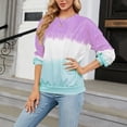 thumbnail image 1 of gbyLJF Women's Oversized Crew Neck Tie Dye Sweatshirts with No Hood Plus Size Casual Color Block Pullover Tops Hot Pink S, 1 of 7