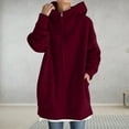 thumbnail image 1 of gbyLJF Women's Oversized Full Zip Hoodie Long Solid Color Hooded Drawstring Jacket Loose Comfort Long Sleeve Coats with Pockets, 1 of 7