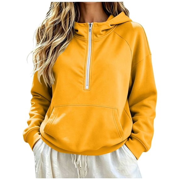 gbyLJF Women's Oversized Half Zip Hoodies Drop Shoulder Pullover Sweatshirt Loose Fit Fashion Clothes Casual Sporty