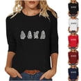 thumbnail image 1 of gbyLJF Women's Plus Size 3/4 Sleeve Halloween Shirts Funny Ghost Rhinestone Graphic Top Casual Fall Family Party Mom Tee, 1 of 7