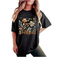 thumbnail image 1 of gbyLJF Women's Short Sleeve Tops 2024 Trendy Summer Crew Neck Print T Shirt Loose Casual Tunic Tee Blouses Black S, 1 of 7