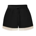thumbnail image 1 of gbyLJF Women‘s Shorts 2024 Summer Cute Lace Trim Shorts Elastic Waist Shorts with Pockets Drawstring Casual Shorts Black 5XL, 1 of 5