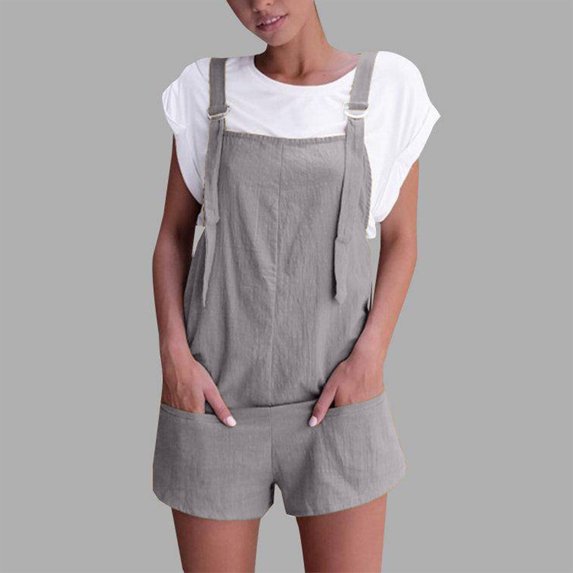 gbyLJF Women's Shorts Overalls Casual Cotton Linen Shorts Rompers Loose Fit Casual Summer Outfits with Pockets